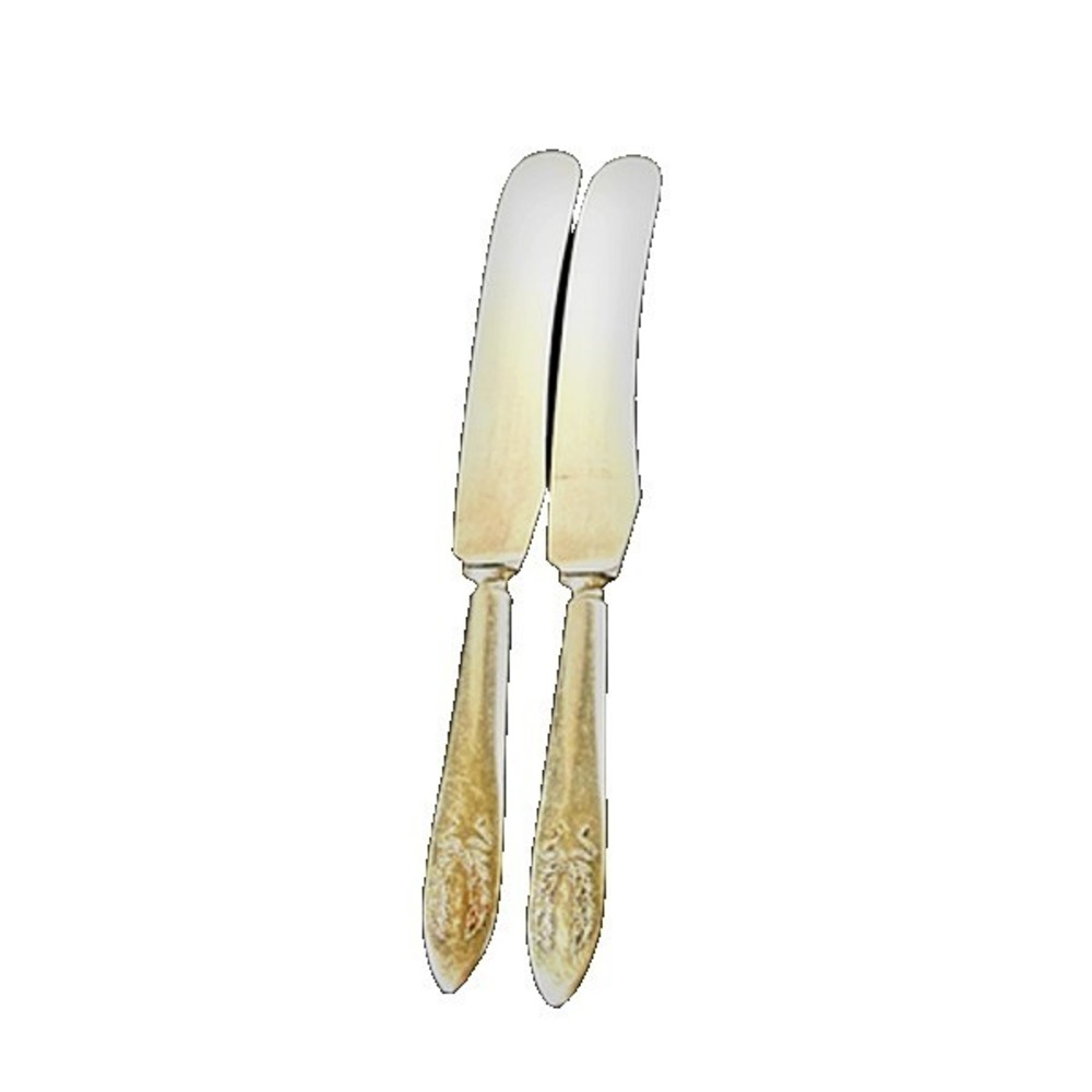 1875 Rockford S.S. Co. silver plate table knives (2) DWT  ribbon wreath pattern